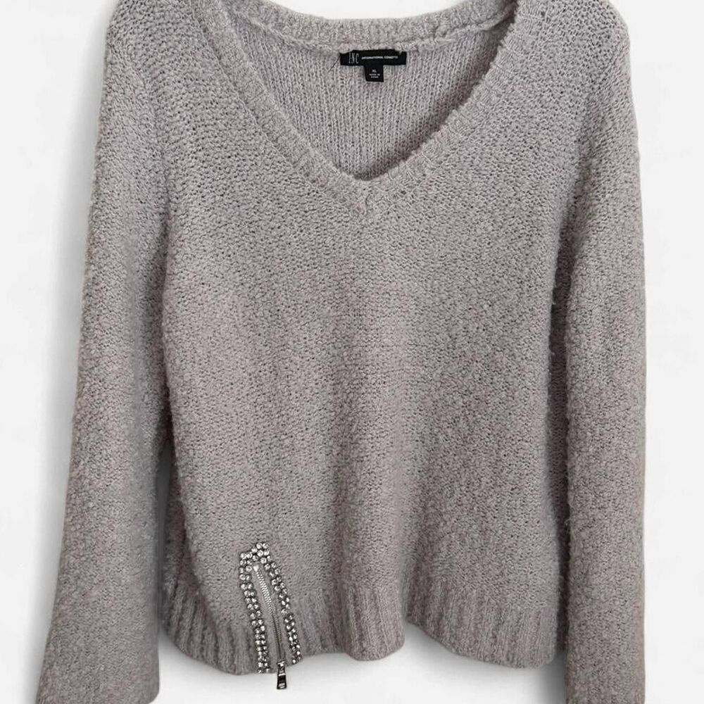 Inc International Concepts Women's Grey and Silver Sweater Size XL
